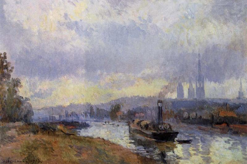 Albert Lebourg Barges at Rouen oil painting picture